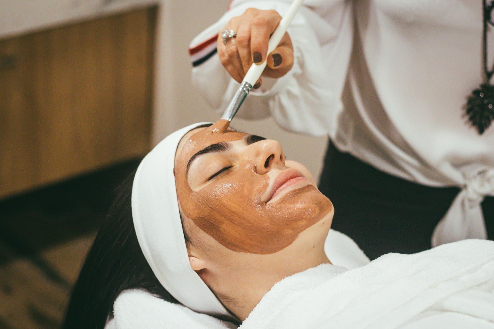Nourishing facial mask applied to glowing, relaxed skin